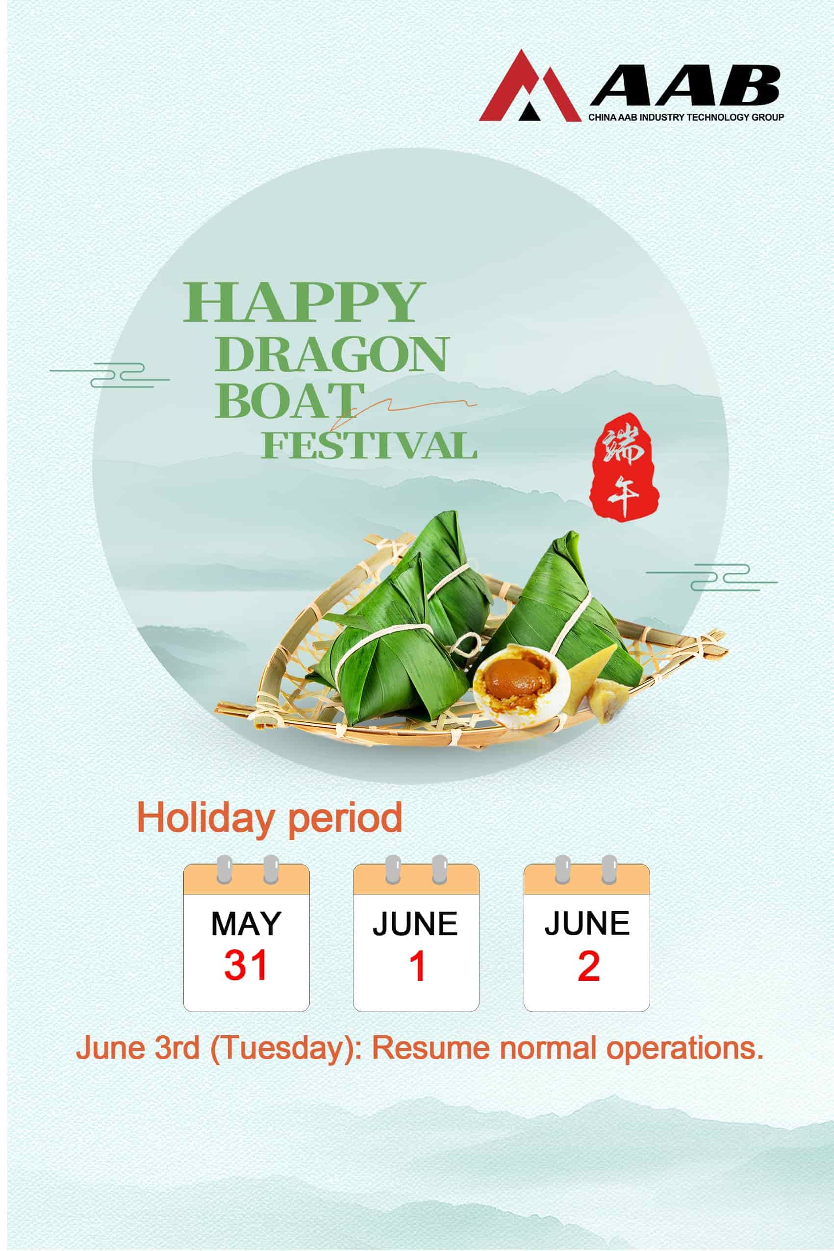Aviso de feriado do Festival do Barco-Dragão